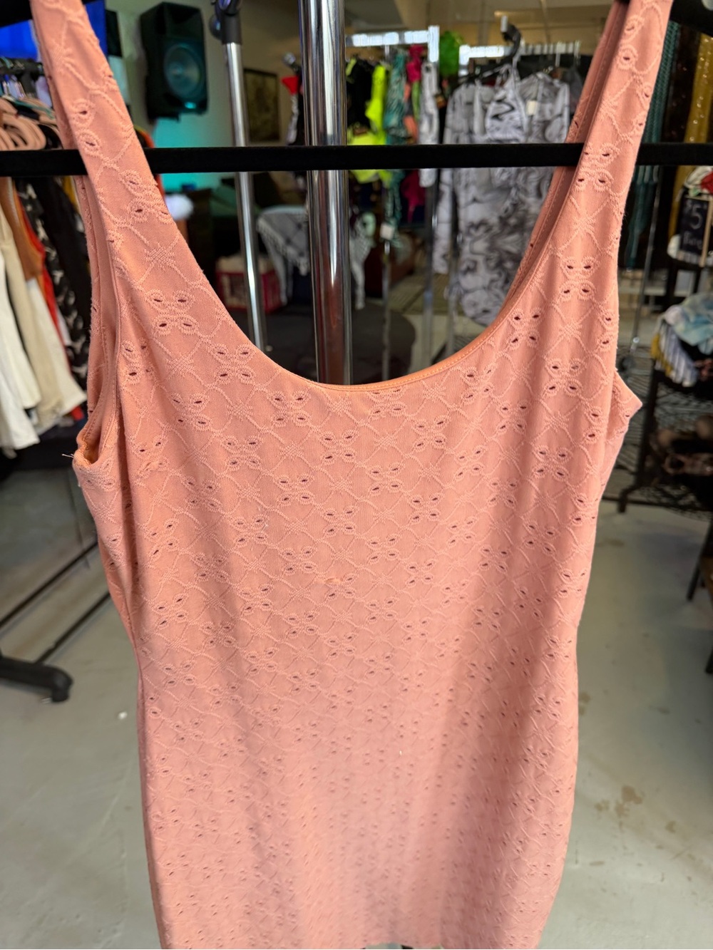 Women's Pink Eyelet Tank Dress - Picture 6 of 7